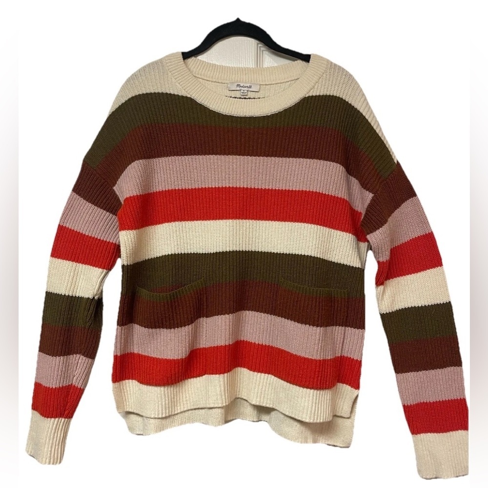 Madewell Patch Pocket Pullover Women's Sweater in Walton Stripe Size S - Picture 5 of 7